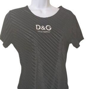 Dolce & Gabbana Black Textured Short Sleeve Tee